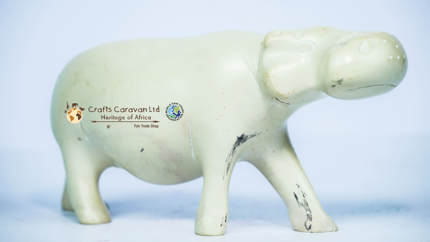 White Soapstone Walking Hippo